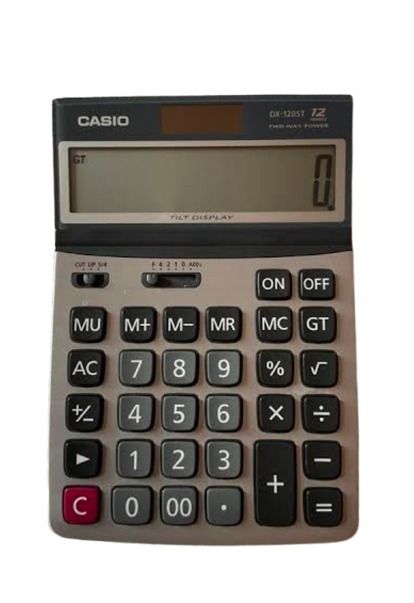 Casio AX-120ST(Second hand) (Category: Office & Business Technology) located in Taguig. Submitted by hannah12276 (Listing ID 1461133860, Image 1). Description: - Casio AX-1205T TZ Calculator - Dual Power Source (Solar & Battery) - Tilt Display for easy viewing - Key Functions: MU, M+, M-, MR, MC, GT, %, sqrt, Tax Calculation - ON/OFF, AC, C buttons - Ideal for Office and School Use.