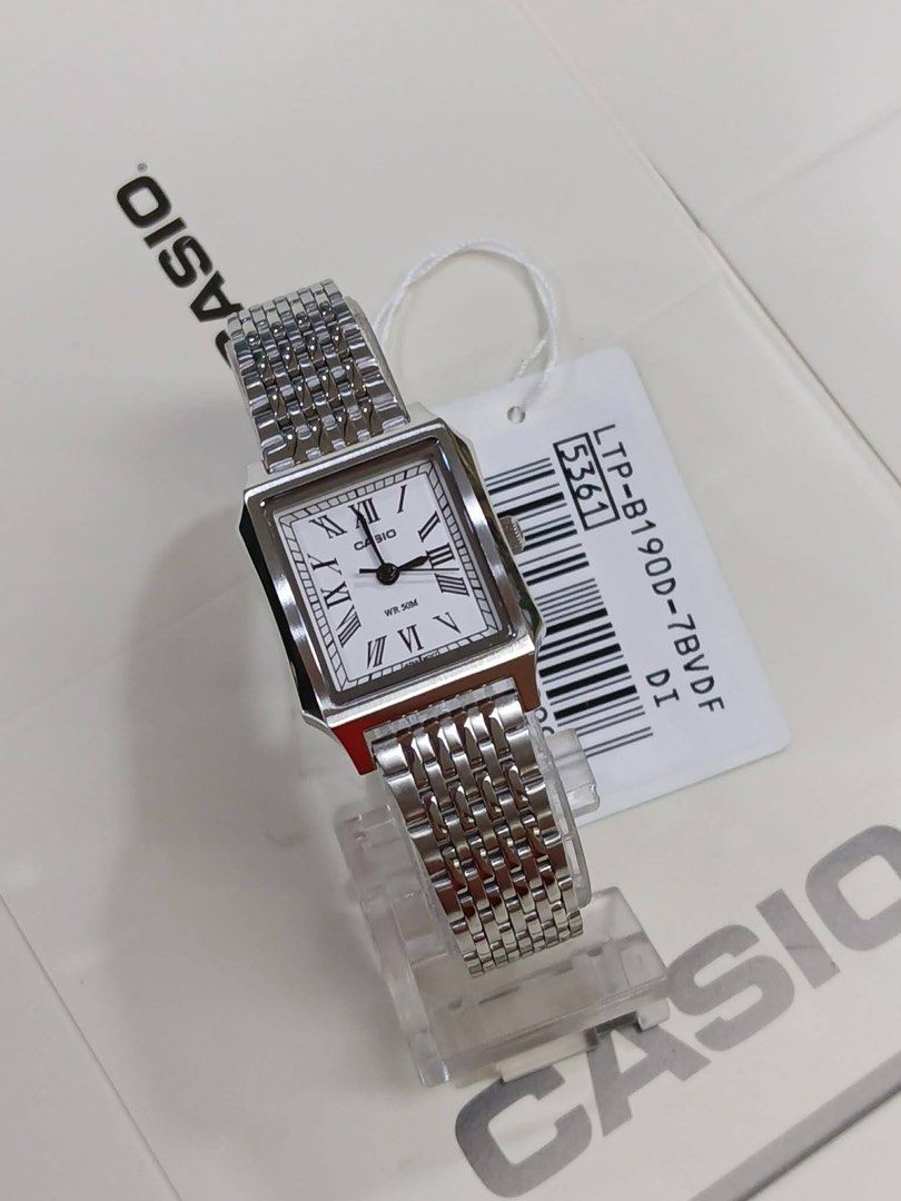 Casio Watch LTP190D-7B (Category: Women's Watches) located in Manila. Submitted by seikowatchfactory (Listing ID 1461244364, Image 1). Description: BNIB 10/10 For Sale Model: LTP-B190D-7B Price: 3895 pesos Specifications: Case Size: 32 x 23.5 x 7.6mm Weight: 48g Case and Bezel material: Stainless steel Stainless Steel Band Adjustable clasp 50m Water Resistance Approx. battery life: 3 years on SR626SW Mineral glass Regular timekeeping Analogue: 3 