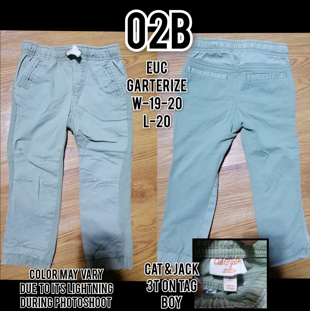 Cat & Jack Boys' Garterize Pants Size 3T (Category: Babies & Kids Fashion) located in Taguig. Submitted by chacha0203 (Listing ID 1461135833, Image 1). Description: - Brand: Cat & Jack - Color: Light Green - Size: 3T - Style: Garterize pants with drawstring waist - Fit: Relaxed - Ideal for: Everyday wear.