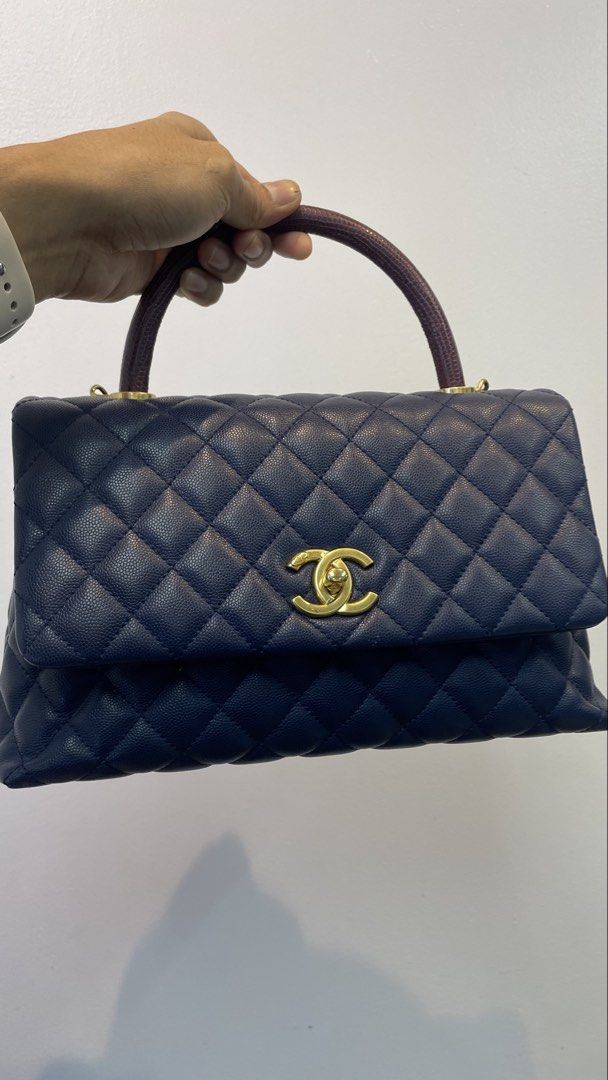 CHANEL COCO small Navy/burgundy Leather Lizard top handle (Category: Luxury Bags & Wallets) located in Manila. Submitted by luxemax_09 (Listing ID 1461165346, Image 2). Description: .