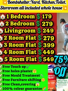 💥Decorate And Bring Colour To Your Home!!!HDB#BTO#CONDO#cheapest painting service#toilet and kitchen pipe paint#door and door frame painting#white colour#manpower#anti mould painting service#parquet polish#epoxy#plaster//free cleaning#free shifting#free touch up services Collection item 2