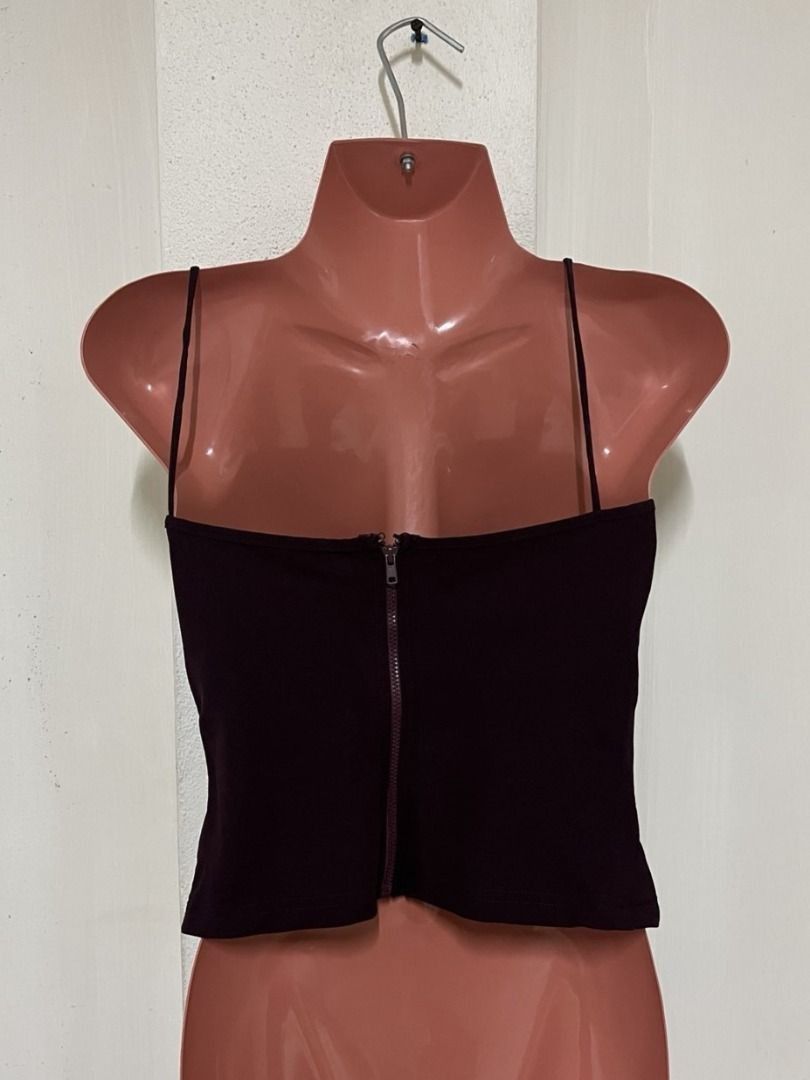 Chic Deep Purple / Plum Ruched Front with White Ruffle Accents (Category: Sleeveless) located in Mabalacat. Submitted by keb-a (Listing ID 1461165825, Image 3). Description: 🍒 — small — b: 32~34" — w: 24~26" — l: 15” 🍒 — thrifted this in Italy — breathable cotton-blend (soft and stretchy) — rich deep purple / plum with white ruffle accents — delicate spaghetti straps 🍒 — mop: gcash — mod: j&t.