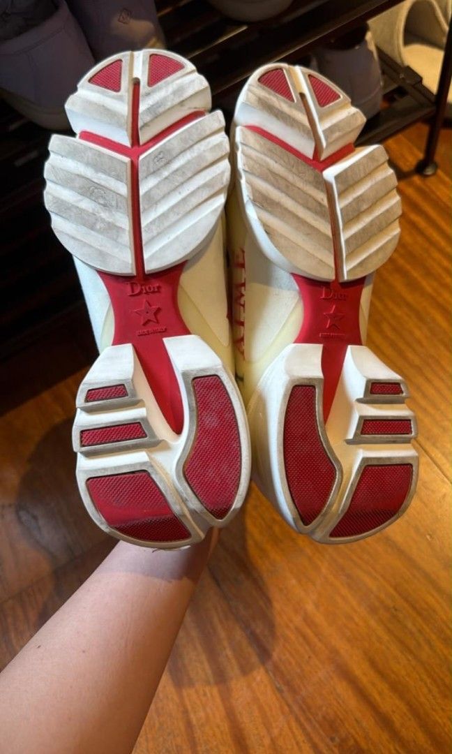 Christian dior d connect sneaker ladies (Category: Sneakers & Footwear) located in San Juan City. Submitted by dailydealsphest2010 (Listing ID 1461139097, Image 3). Description: 100% original ​Model: Dior D-Connect ​Colorway / Print: White/Cream featuring the red "JE T'AIME" text on the side upper panel. ​Features: Semi-transparent TPU overlay, thick segmented rubber sole with red accents, front pull tab, and "DIOR" branding on the lace loops and