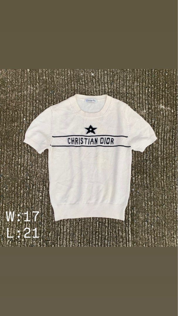 Christian Dior Spell out knit top (Category: Luxury Apparel) located in Manila. Submitted by _thrift.clothes._ (Listing ID 1461322162, Image 1). Description: Size:Medium W:17 L:21.