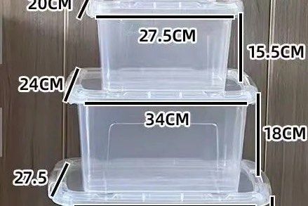 Clear Stackable Storage Boxes with Lids (Category: Storage Boxes & Baskets) located in Singapore. Submitted by lalababe_33 (Listing ID 1458044673, Image 1). Description: - Set of clear storage boxes (Large size-34cm) - Stackable design for space-saving - Available in different sizes to suit your needs - Ideal for organizing home or office spaces - Made from durable plastic - Features easy-open handles for convenience $7/ each, $20 for 3 .
