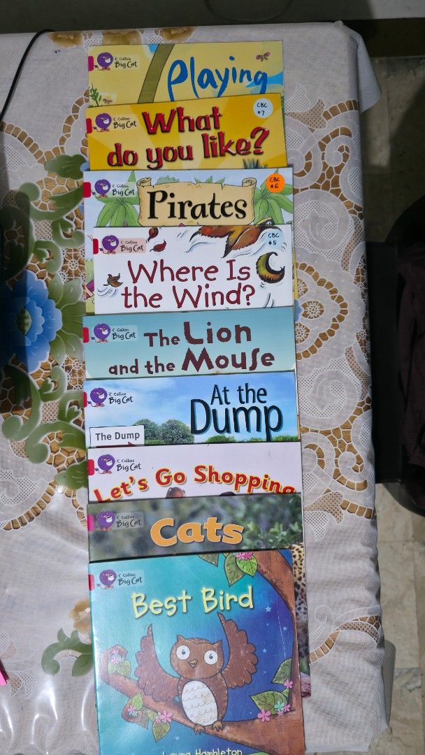 Collins Big Cat Reading Books - Various Titles (Category: Children's Books) located in Quezon City. Submitted by fabfindsph (Listing ID 1461219832, Image 1). Description: - Set of Collins Big Cat reading books - Great for young readers - Titles include: Best Bird, Cats, Let's Go Shopping, At the Dump, The Dump, The Lion and the Mouse, Where Is the Wind?, Pirates, What Do You Like?, and Playing - All pages are intact - Like new.