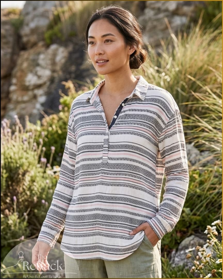 COLUMBIA STRIPED TUNIC SHIRT (Category: Longsleeves) located in Calamba. Submitted by rackme (Listing ID 1461247191, Image 3). Description: ᴏʟᴅ ᴘʀɪᴄᴇ: ₱125 📏 Size W24 📐 Measurements L32".