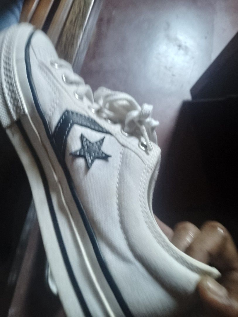 Converse All Star Star Player White Canvas Sneakers (Category: Sneakers) located in Manila. Submitted by paul281 (Listing ID 1461154078, Image 3). Description: - White Converse All Star Star Player sneakers - Made in Vietnam - Unisex Size: 9 US Men's / 10.5 US Women's / UK 8 / EUR 42.5 / CM 27 - Material: Textile upper and lining, rubber outsole - Style: Classic low-top with iconic star logo.