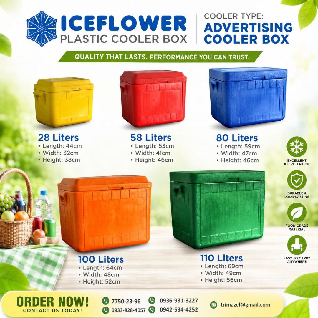 cooler boxes (Category: Storage Boxes & Baskets) located in Quezon City. Submitted by irishbayaban20 (Listing ID 1461125032, Image 2). Description: ✅ Guaranteed lowest price ✅ Quality products ✅ 100% LEGIT TRUSTED SUPPLIER! ✅ With Complete Legal Documents ✅ BIR Registered We Supply All Kinds Of PPE Supplies, Raincoat, Hard Hat, Cooler Box, Plastic Trash Bin, Road Barriers, Kayak Boats, Crystal Kayak, Traffic Cone, T-Bollards & All Kinds Of Safety