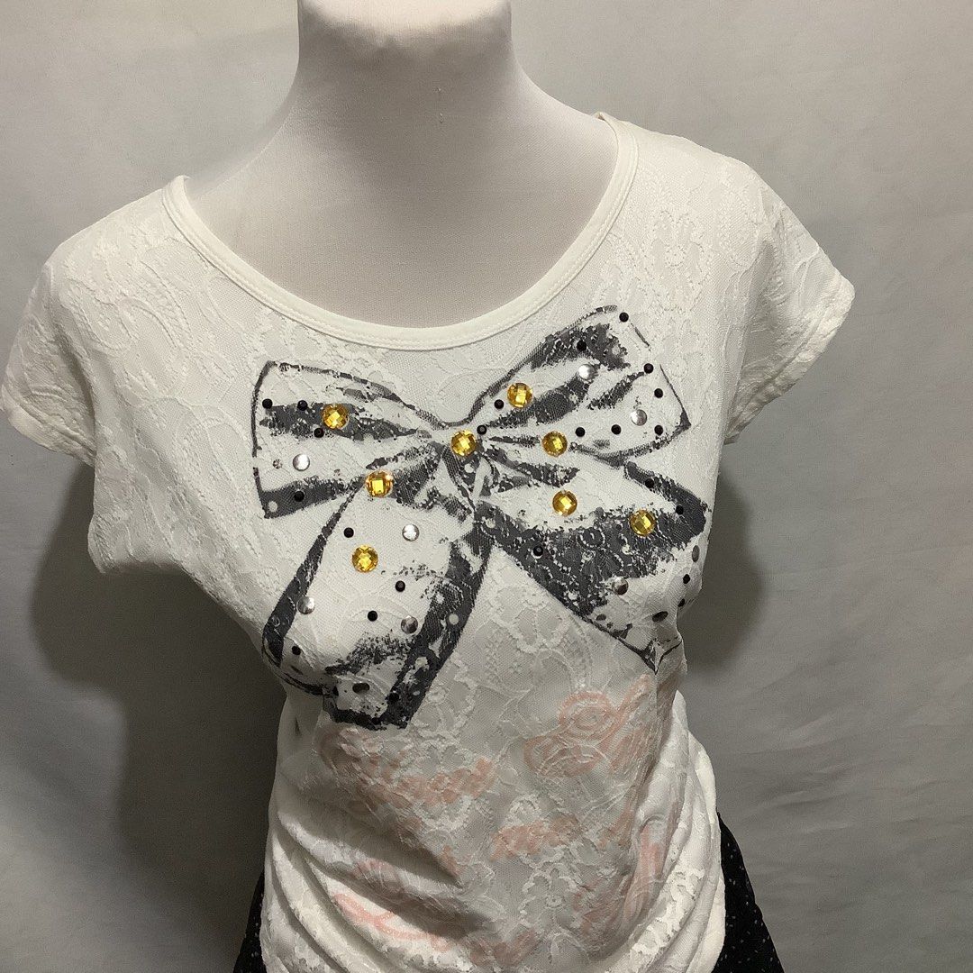 COPA Ribbon Statement Shirt with Rhinestone Details (Category: Blouses) located in Cavite. Submitted by kbyshe_catalog (Listing ID 1461257290, Image 2). Description: xs-med soft fabric branded.
