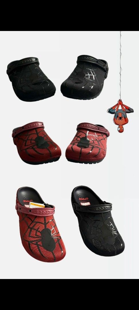 Crocs Spider-Man Clogs - Red & Black (Category: Slippers & Slides) located in Baguio. Submitted by authenticity1of1 (Listing ID 1461260785, Image 3). Description: - Spider-Man themed Crocs - Available in Red with black web design or All Black with web design - Classic Crocs comfort and style - Ideal for any Marvel fan - Comes with original box.