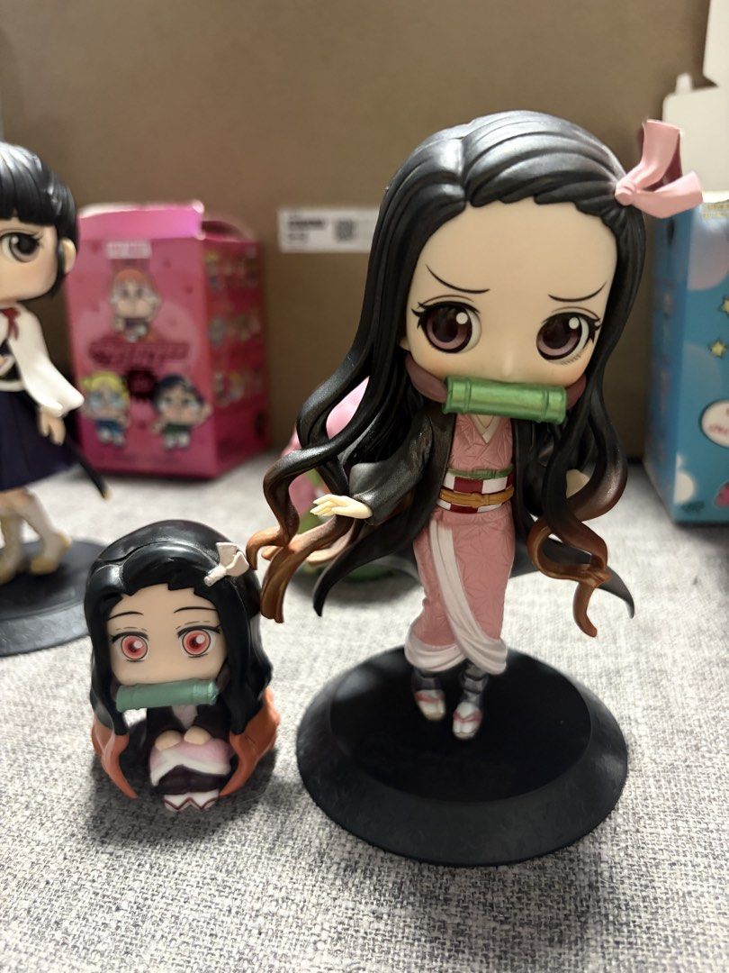 Demon Slayer Figures (Category: Figurines & Statues) located in Tanza. Submitted by iamdhana (Listing ID 1461323304, Image 1). Description: Kanao is an authentic QPosket figuro (No box) - 350 pesos Demon Slayer Suwarasetai mini figure Muichiro (Bought in Japan) 250 pesos QPosket Nezuko figure is gift so I am not sure about the authenticity. No box 200 pesos Same with the chibi one. 70 pesos Bundle for 950 :).
