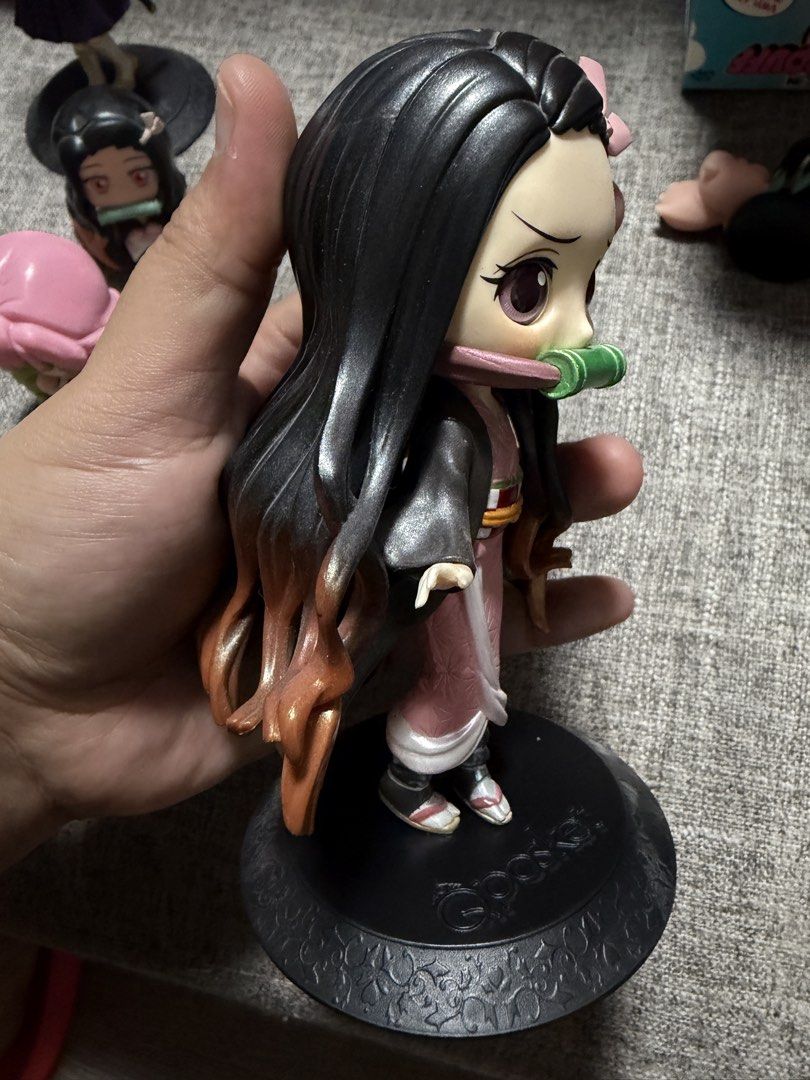 Demon Slayer Figures (Category: Figurines & Statues) located in Tanza. Submitted by iamdhana (Listing ID 1461323304, Image 3). Description: Kanao is an authentic QPosket figuro (No box) - 350 pesos Demon Slayer Suwarasetai mini figure Muichiro (Bought in Japan) 250 pesos QPosket Nezuko figure is gift so I am not sure about the authenticity. No box 200 pesos Same with the chibi one. 70 pesos Bundle for 950 :).