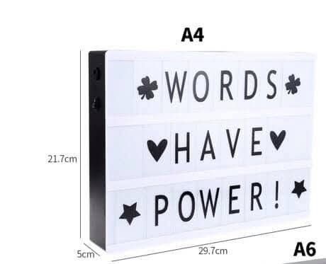 DIY Led Light Box (Category: Lighting & Studio Equipment) located in Manila. Submitted by kairos_luckyonlineshop (Listing ID 1461289085, Image 2). Description: DIY LED Light Box Night Decor Lamp with 96 pcs Letter Cards Battery and USB Size 29.7x5x21.7cm/11.69x1.97x8.54inches(LxWxH) 1xLight box 96pcs card Big number Letters.