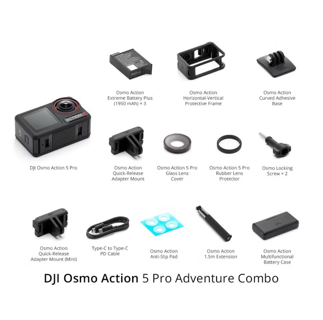 DJI Osmo Action 5 Pro Adventure Combo with Accessories (Category: Cameras) located in Mangatarem. Submitted by vyullaaa (Listing ID 1461167370, Image 3). Description: - DJI Osmo Action 5 Pro Adventure Combo - RUSH SALE! - Bought: April 19,2026 - RFS: need funds - Used 4 times only - Includes: Camera, multiple batteries, charging case, extension rod, protective cases - Also comes with: Mini tripod and lanyard and extra screen protector - Ideal for