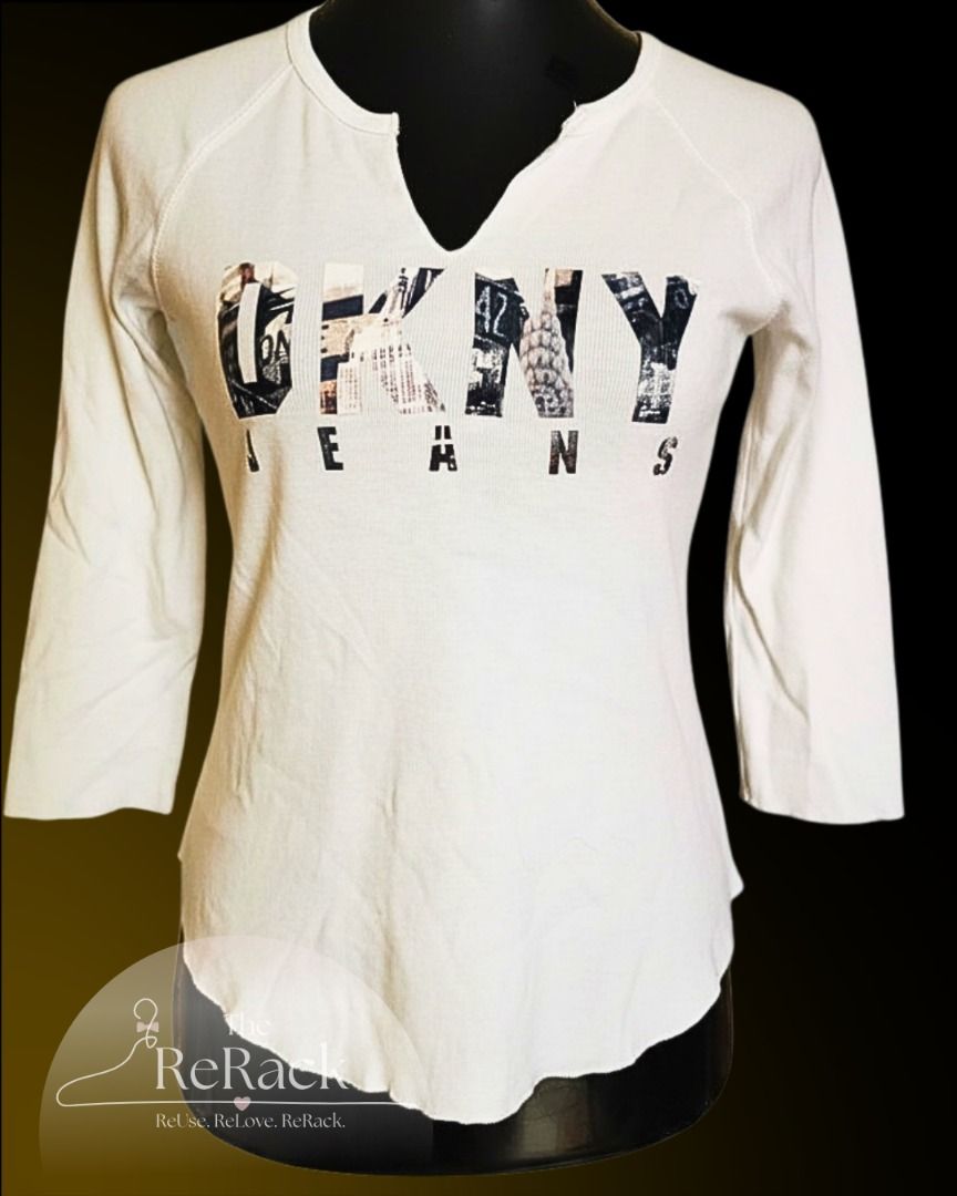 DKNY JEANS 3/4 SLEEVE TOP (Category: Longsleeves) located in Calamba. Submitted by rackme (Listing ID 1461247410, Image 1). Description: 🔥 NOW ₱105 ONLY!! ᴏʟᴅ ᴘʀɪᴄᴇ: ₱125 📏 Size Small (S).