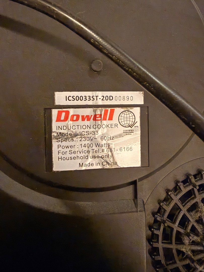Dowell Induction Cooker ICS-33 1400W (Category: Cookers) located in Taguig. Submitted by PF910 (Listing ID 1461308736, Image 2). Description: RFS: already bought double burner induction - Dowell Induction Cooker ICS-33 - 1400 Watts, 230V~60Hz - Timer, Lock, and Preset Cooking Functions (Soup, Sauté, Hot Pot) - Touch Sensitive Controls - Adjustable Power and Temperature Settings - Ideal for Everyday Household Cooking.