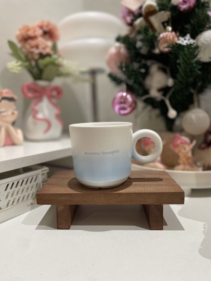 Dreamy Thoughts Ombre Mug - Blue or Pink (Category: Coffee & Tea Tableware) located in Quezon City. Submitted by mugs.meowph (Listing ID 1461274925, Image 1). Description: - Cute mug with 'dreamy thoughts' text - Features a lovely ombre effect (white to blue or white to pink) - Perfect for morning coffee or tea - Adds charm to your kitchen or desk - Great gift idea!.