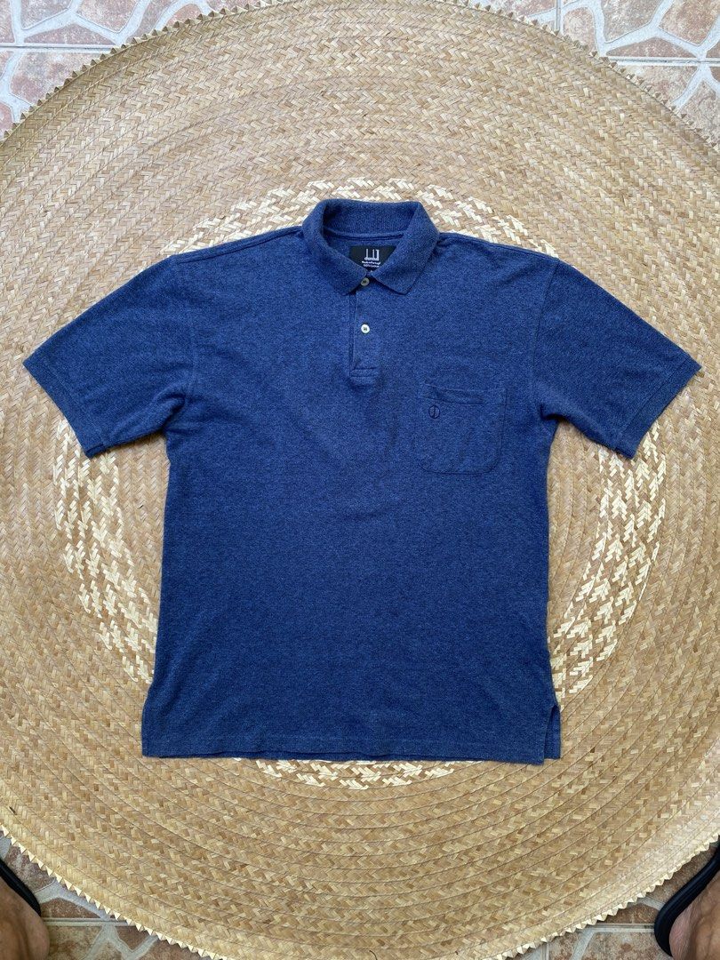 Dunhill Polo Shirt (Category: Tshirts & Polo Shirts ) located in Legazpi City. Submitted by inviteonly (Listing ID 1461219423, Image 1). Description: — 100% cotton — pique-knit polo with ribbed collar and sleeve ends —20 1/2” pit to pit on tape — 27 1/2” base of collar to hem on tape — 9 1/2” shoulder to sleeve opening — 15 1/2” collar on tape — embroidered d logo on chest pocket — side vents — faux-pearl buttons (plastic) — **sized small on tag 