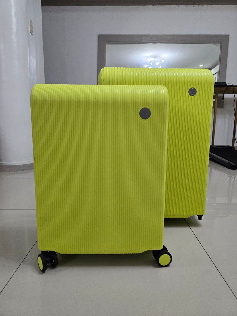 Echolac Fusion (small and medium) in Citrus (Category: Luggage) located in Del Monte. Submitted by notruthienarie (Listing ID 1461230933, Image 1). Description: SELLING AS A SET - ₱10,000 ONLY (edit: now only 8k!) For reference, SRP (per LazMall): - ₱9,499 for Medium - ₱7,999 for Small Medium size got damaged in the airport, missing one front wheel. For additional reference, screenshot of descriptions obtained from LazMall..