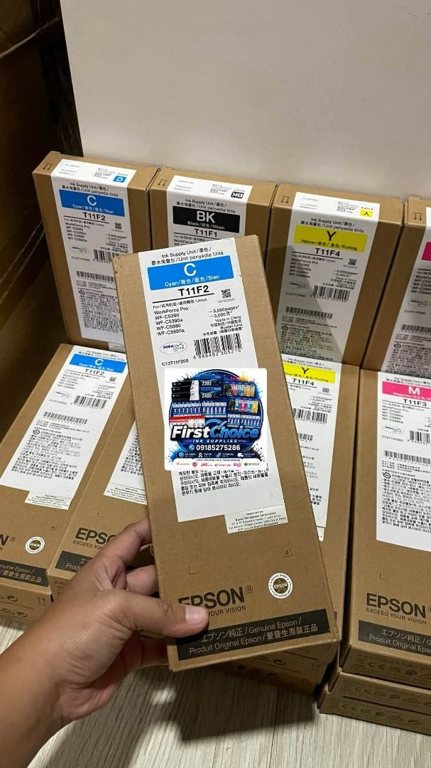 Epson T11F2 Cyan Ink Cartridge (Category: Printers, Scanners & Copiers) located in Caloocan City. Submitted by boldowl.5d5a72 (Listing ID 1461157412, Image 1). Description: - Genuine Epson T11F2 Cyan Ink Cartridge - Brand New & Sealed Box - Compatible Printers: WorkForce Pro WP-4010, WP-4090, WP-4510, WP-4520, WP-4530, WP-4533, WP-4540, WP-4590 - Price is for one (1) cartridge.