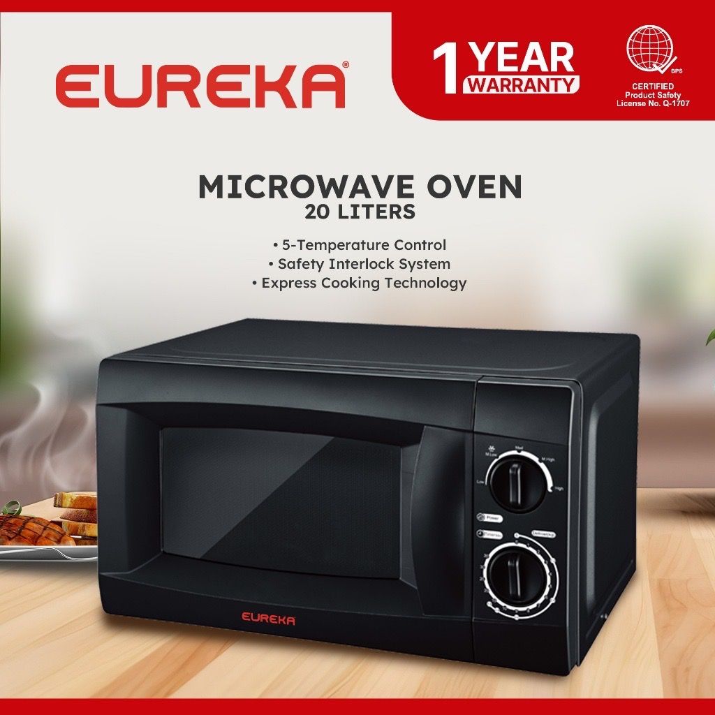 Eureka EMO 20L Microwave Oven - 20 Liters (Category: Ovens & Toasters) located in Caloocan City. Submitted by happydragon_84d819 (Listing ID 1461252649, Image 1). Description: - Eureka Microwave Oven - Capacity: 20 Liters - Available Colors: Black or White - Features: 5 Temperature Control, Safety Interlock System, Express Cooking Technology - Wattage: 1050 Watts - Dimensions: 465 x 360 x 291 mm - Warranty: 1 Year.