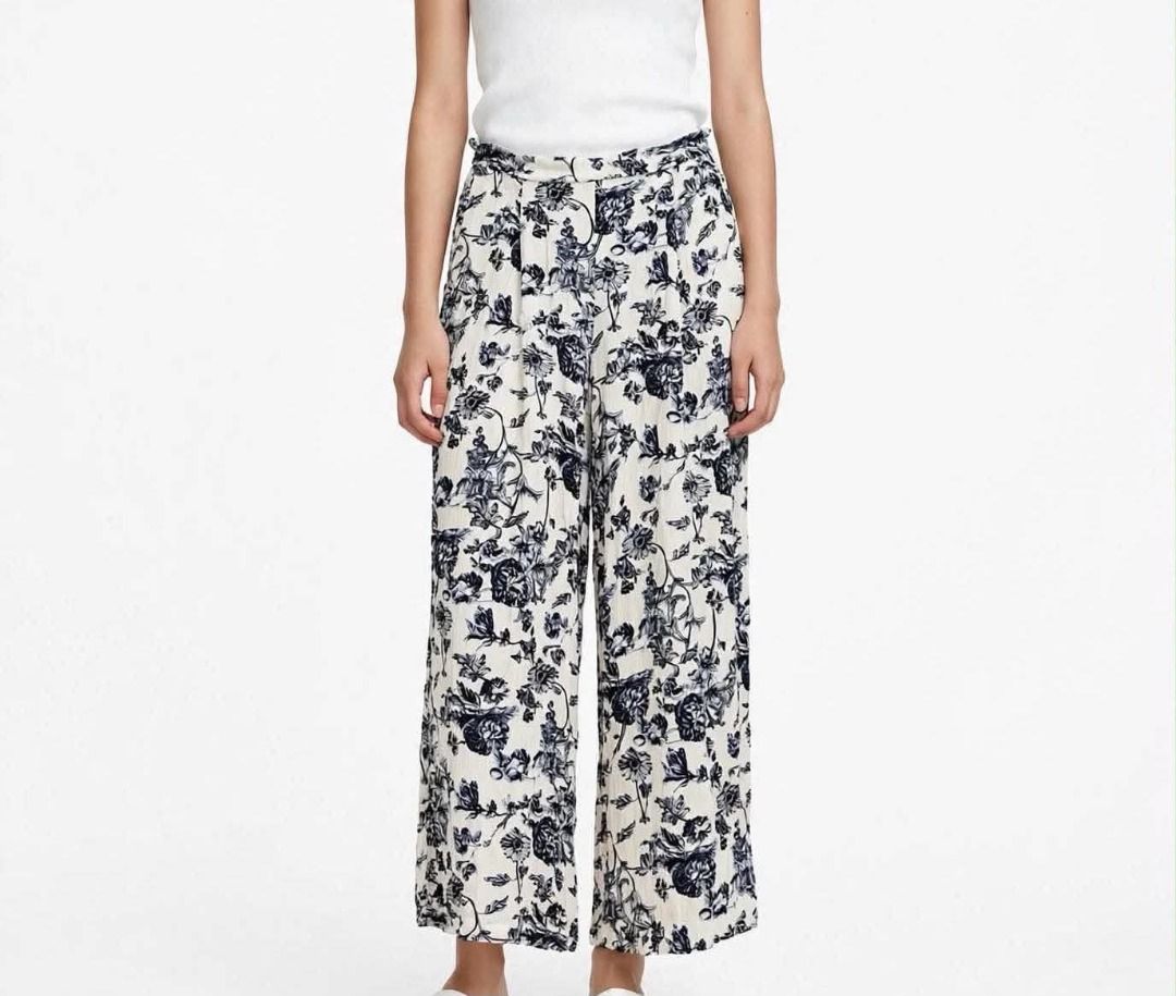 Floral Wide Leg Pants#80 (Category: Luxury Apparel) located in Caloocan City. Submitted by outfitloop (Listing ID 1461140594, Image 1). Description: - Design: Classic floral print - Fit: Wide leg, comfortable - lightweight & breathable, flowy, non-see-through IMPORTANT: • 1st photo is an AI styling/model preview for reference on how the item may look when worn. • Please refer to the actual photos for the item’s true appearance and condition. • Co