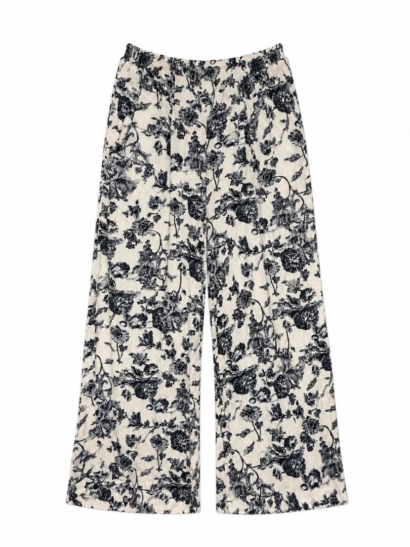 Floral Wide Leg Pants#80 (Category: Luxury Apparel) located in Caloocan City. Submitted by outfitloop (Listing ID 1461140594, Image 2). Description: - Design: Classic floral print - Fit: Wide leg, comfortable - lightweight & breathable, flowy, non-see-through IMPORTANT: • 1st photo is an AI styling/model preview for reference on how the item may look when worn. • Please refer to the actual photos for the item’s true appearance and condition. • Co