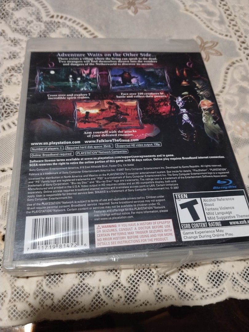 folklore playstation 3 sealed region 1 (Category: PlayStation) located in Manila. Submitted by cruzivanpatrick (Listing ID 1461316201, Image 2). Description: playstation 3 games sealed brand new medyo na peel lng konting plastic pa check nlng po sa picture hnd ko pa pinalitan yung sealed plastic nyan pero sealed payan hnd pa nabuksan pm meet up and check all you want in sm san lazaro manila deliver kayo mag book g cash shipping jrs or lbc pwede s