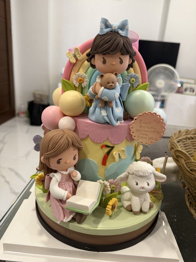 Fondant Dummy Cake (Category: Homemade Bakes) located in Manila. Submitted by mommyH (Listing ID 1461122176, Image 3). Description: This is a 1 layered styro dummy cake that I ordered for my daughter’s birthday. It is made by a well renowned cake decorator. It has been used once and is still in good condition. I removed my daughter’s name. The theme is pastel rainbow colors with a bible verse on the side. Can be reused. Some tiny fondant details 
