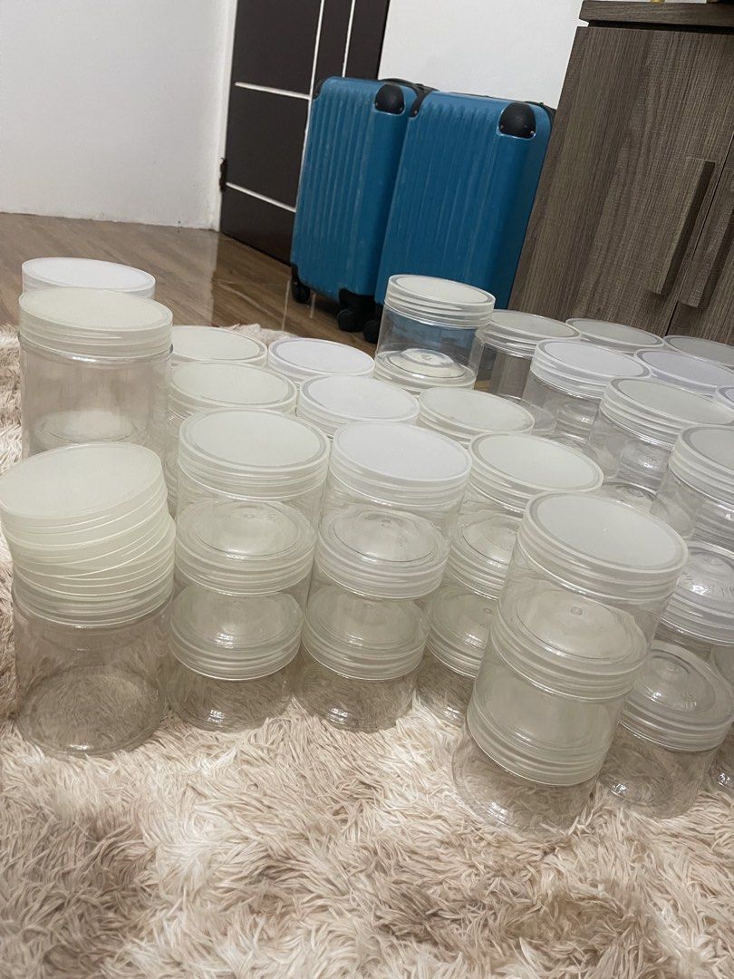[FOR TAKE ALL] PLASTIC JARS (Category: Food Organization & Storage) located in Concepcion. Submitted by wowsinigangmix (Listing ID 1461264370, Image 2). Description: PLASTIC JARS COLOR TRANSPARENT VARIOUS SIZES 27 PCS SMALL 33 PCS MEDIUM 5 PCS LARGE 3 EXTRA LIDS USED TO STORE BEADS NEEDS CLEANING MANAGE EXPECTATIONS FOR TAKE ALL.