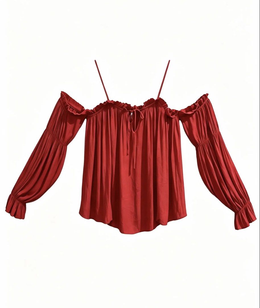 FOREVER21 (Category: Blouses) located in Davao. Submitted by sart0ria85 (Listing ID 1461260224, Image 1). Description: Red Bohemian blouse in an adjustable with or without shoulder sleeves. 100% POLYESTER MADE IN CHINA 🇨🇳 XXL. XXLARGE/SIZE 12-14 VERY GOOD CONDITION (89/100).