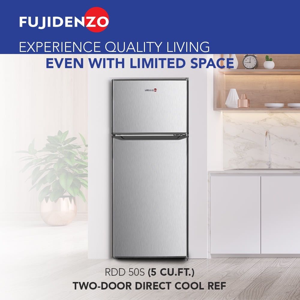 Fujidenzo RDD 50S 5 cu.ft. Two-Door Direct Cool Ref (Category: Refrigerators and Freezers) located in Caloocan City. Submitted by happydragon_84d819 (Listing ID 1461324248, Image 2). Description: - Fujidenzo RDD 50S Refrigerator - 5 cu.ft. Capacity - Two-Door, Direct Cool Model - Silver Color - Ideal for Small Spaces - Energy Label Clearly Visible - Free Shipping Subsidy Available.