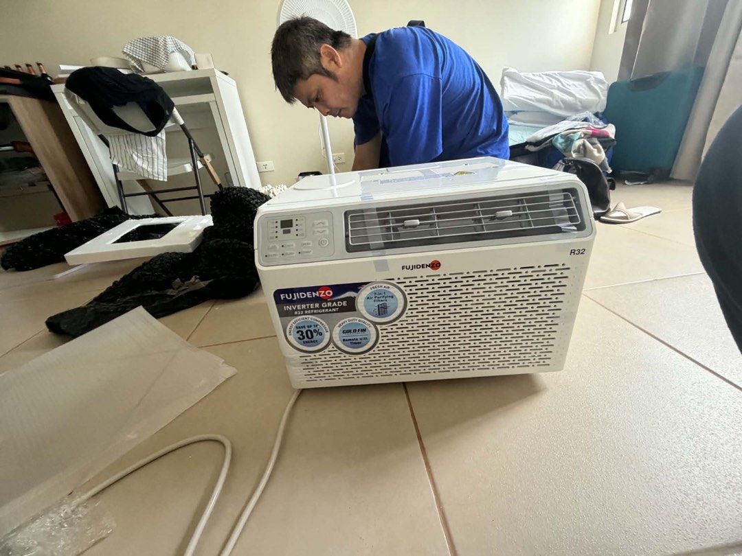 Fujidenzo WAR-100IGT Window Type Air Conditioner (Category: Air Conditioning and Heating) located in San Pedro. Submitted by kyle00ww7 (Listing ID 1461149225, Image 2). Description: ❄️ FOR SALE — FUJIDENZO INVERTER GRADE AC ₱12,000 ONLY (original price is ₱15,998) Brand new / unused Fujidenzo Inverter Grade Window-Type Air Conditioner. Features: • Inverter Grade Compressor • R32 Refrigerant • 7-in-1 Air Purifying Filters • Gold Fin • Remote Contr