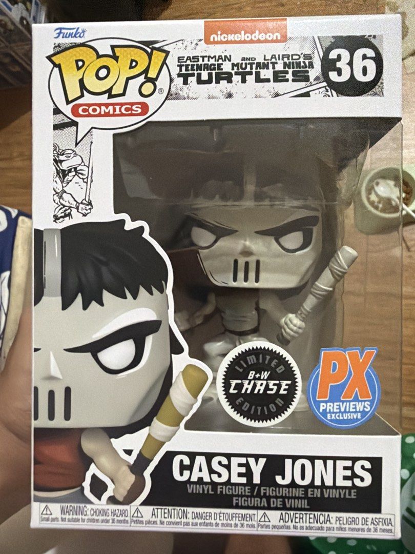 Funko Pop! TMNT Casey Jones BW ChasePX #36 (Category: Designer & Blind Box Toys) located in Taguig. Submitted by migsonpops (Listing ID 1461119229, Image 1). Description: 📦 Includes a used protector 📸 PM me for additional photos. 🚚 Shipping via Lalamove or LBC or J&T (shipping fee to be shouldered by the buyer). 💳 Payment via GCash. 📍 Meetup or pickup: Taguig City.