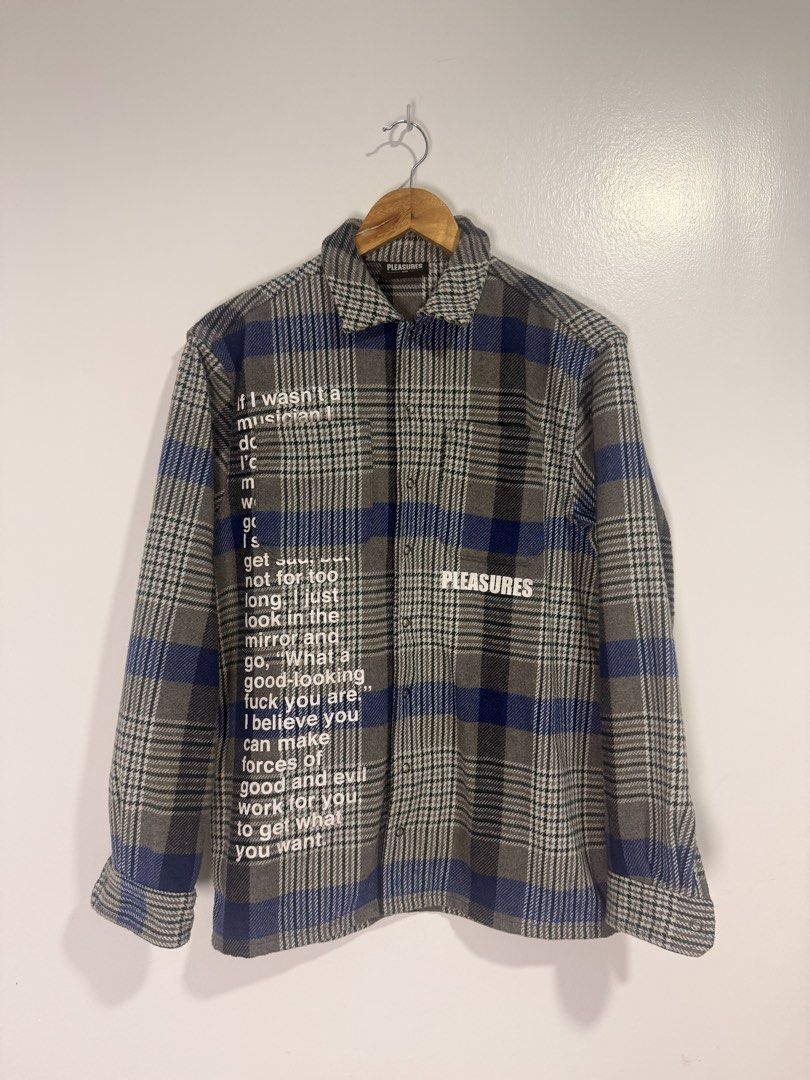 F/W 20 Pleasures Forces Plaid Overshirt (Category: Coats, Jackets and Outerwear) located in Binan City. Submitted by thenocturneones (Listing ID 1461282222, Image 2). Description: Length - 27 Width - 21 Sleeve Length - 23 Authenticity Guaranteed Dm for more info.