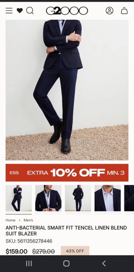 G2000 Navy Smart Fit Linen Blazer (Category: Coats, Jackets and Outerwear) located in Manila. Submitted by PrinceDani.Clothing (Listing ID 1461176081, Image 2). Description: G2000 navy linen smart fit blazer large fit 22in width 29in length 18.5in shoulder 26in sleeves excellent condition .