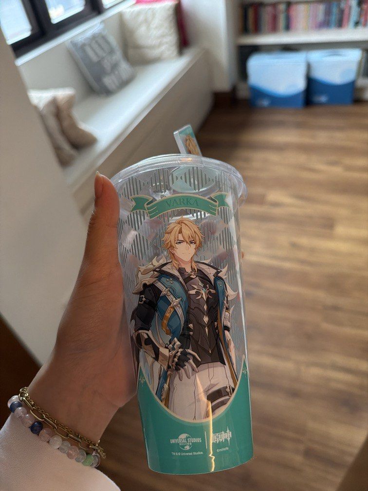 Genshin Impact Official Varka Plastic Cup (Category: Character Goods) located in Quezon City. Submitted by jkvante (Listing ID 1461160274, Image 2). Description: From the Universal Studios x Genshin Impact Beijing collaboration, never used. Purchased as a collectible.