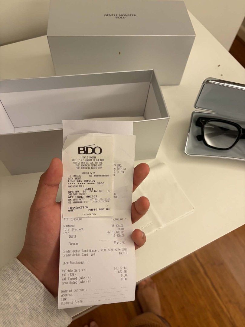 Gentle Monster ALTO-01 (Bold Line) (Category: Sunglasses & Eyewear) located in Manila. Submitted by findsbyjean (Listing ID 1461299605, Image 3). Description: Hi! Selling my boyfriend’s Gentle Monster glasses. Bought in BGC for Php 15,500 (receipt attached) - rfs: no longer using, barely used - no issues - complete inclusions PM for more details .