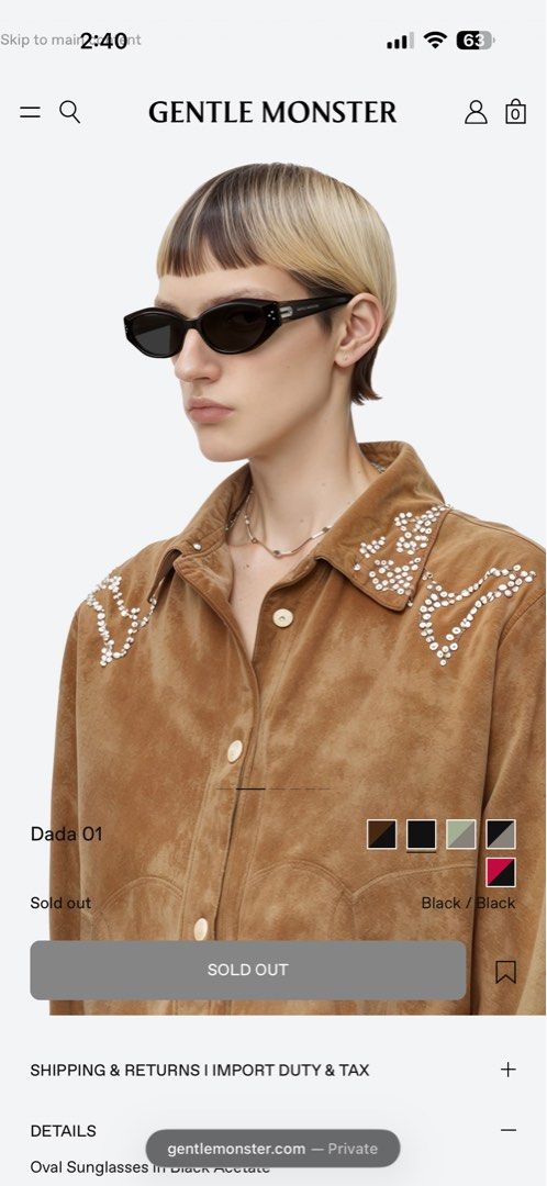 Gentle Monster Dada 01 Sunglasses (Category: Sunglasses & Eyewear) located in Paranaque City. Submitted by furugiyamnl (Listing ID 1461187435, Image 2). Description: Model: Dada 01 cond: 8.5/10 (lightly used) *bought in seoul.