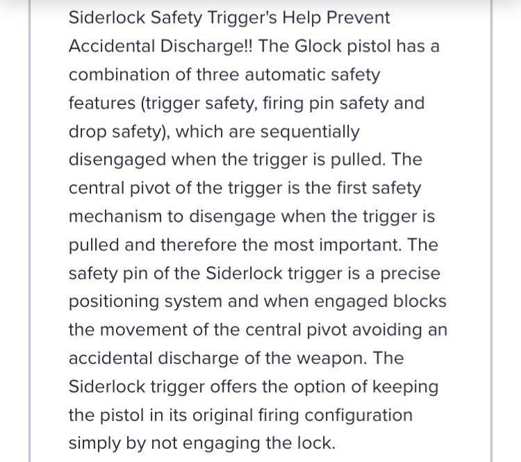 Glock siderlock (Category: Combat Sports) located in Quezon City. Submitted by saintsrow87 (Listing ID 1460412122, Image 2). Description: Siderlock for glock gen 1-4 all models from gen 1-4. Bought sa US, ambidextrous. no issues. 7,000 neg‼️.