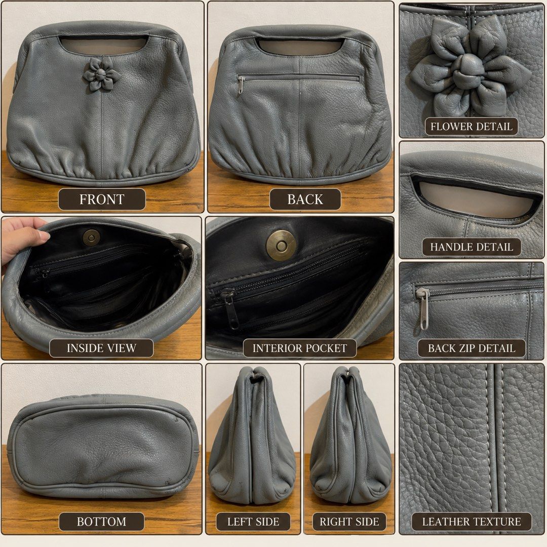 gray leather top-handle handbag L8x10in (Category: Tote Bags) located in San Fernando. Submitted by dntjapansurpluselyu (Listing ID 1461161388, Image 1). Description: .