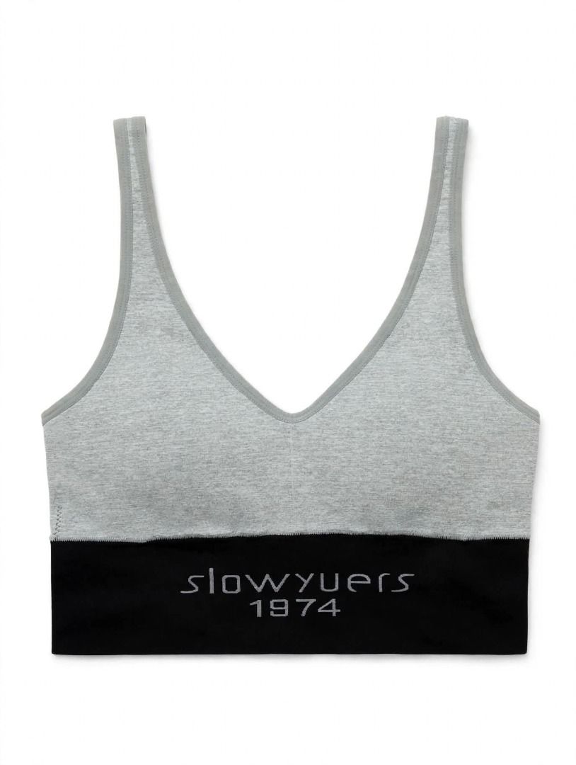 Grey and Black Bralette#95 (Category: Activewear) located in Caloocan City. Submitted by outfitloop (Listing ID 1461218828, Image 2). Description: - Black band with 'SLOWYUER 1974' print - Comfortable and stylish - Ideal for everyday wear IMPORTANT: • 1st photo is an AI styling/model preview for reference on how the item may look when worn. • Please refer to the actual photos for the item’s true appearance and condition. • Color may slightly vary