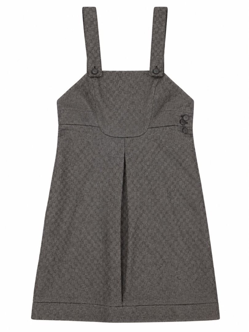 Grey Textured Dress#79 (Category: Dresses) located in Caloocan City. Submitted by outfitloop (Listing ID 1461138480, Image 2). Description: - Textured fabric all over - Button details on straps and sides - Ideal for layering with other clothes/top IMPORTANT: • 1st photo is an AI styling/model preview for reference on how the item may look when worn. • Please refer to the actual photos for the item’s true appearance and condition. • Color may slig