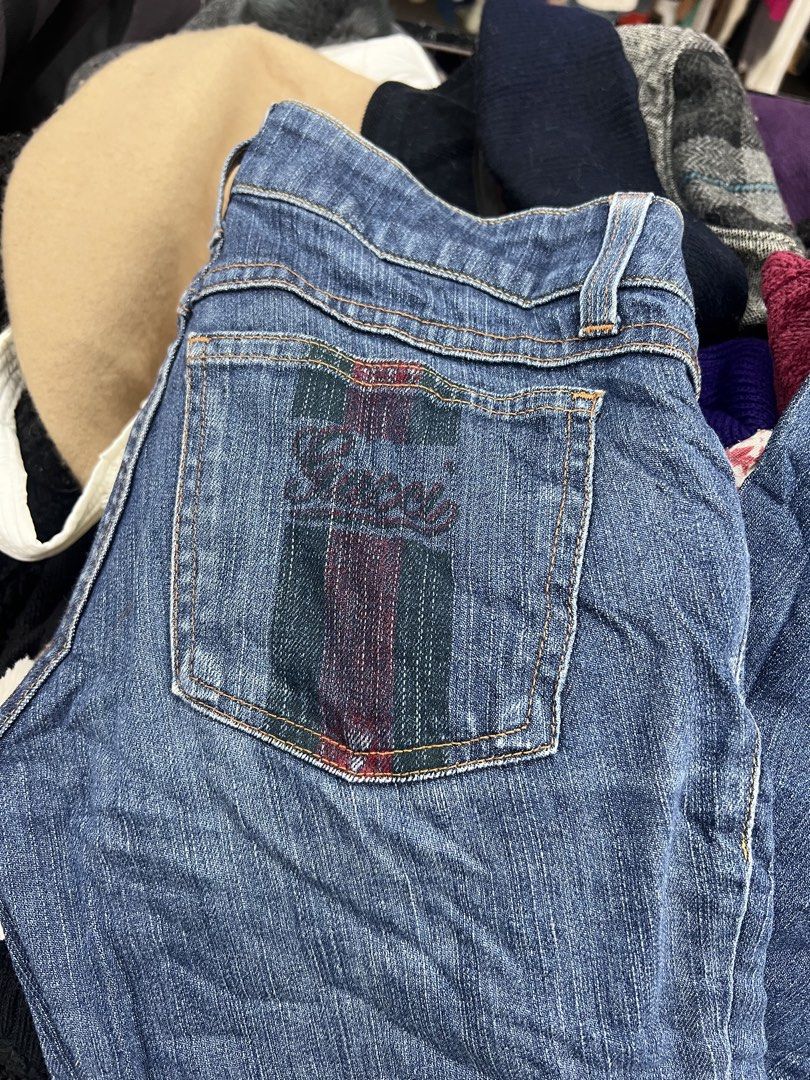 Gucci Denim Jeans (Category: Jeans) located in Zamboanga. Submitted by safe.haimer (Listing ID 1461253141, Image 2). Description: - Authentic Gucci Jeans - Classic Blue Denim - Iconic Gucci Stripe Detail on Back Pocket - Button Closure with Gucci Branding - Made in Italy - Size 28 -Haba 35.