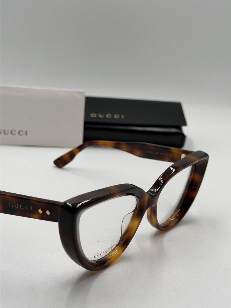 Gucci Eyeglasses - GG1530O (002) (Category: Luxury Accessories) located in Quezon City. Submitted by _cmluxephilippines (Listing ID 1461275878, Image 3). Description: GUCCI®️💯% Authentic‼️ Gucci Eyeglasses - GG1530O (002) Narrow cat eye in bold acetate. Gold lettering logo engraved on the temple enriched by the iconic Gucci rivets. Pastel color palette.