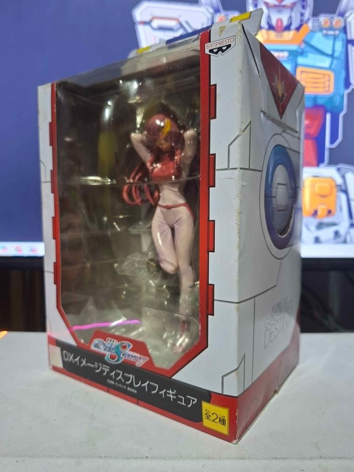 Gundam Seed Destiny Lacus Clyne (Category: Figurines & Statues) located in Imus. Submitted by ToyBlazePH (Listing ID 1461283740, Image 2). Description: - Banpresto DX Display Figure - Character: Lacus Clyne - Series: Mobile Suit Gundam SEED Destiny - Condition: Brand new in original box - Box condition: Minor wear, still in good shape - Perfect collectible for Gundam fans.