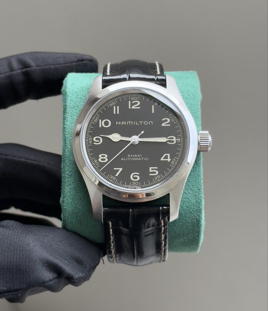 Hamilton Khaki Field Murph 42mm (Category: Men's Watches) located in Pasig City. Submitted by kjeldran00 (Listing ID 1461115629, Image 1). Description: Hamilton Khaki Field Murph 42mm Condition: 9.5/10 Inclusions: Outer Box, Watch Box, Hangtag, Manual, and Warranty Card Specifications: Automatic Movement Caliber: H-10 Case Diameter: 42mm Case Thickness: 11mm Case material: Stainless steel Sapphire Crystal Cow leather strap Exhibition Case back Wa