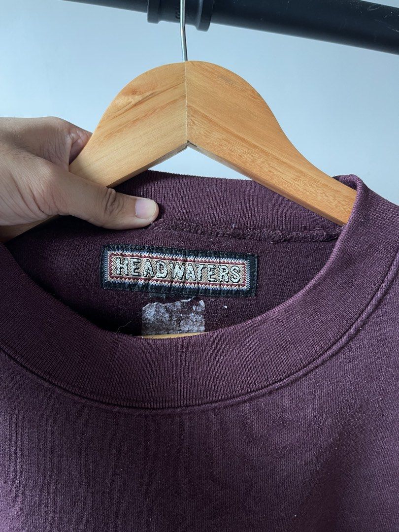 Headwaters Bald Eagle Embroidered Burgundy Sweatshirt (Category: Coats, Jackets and Outerwear) located in Tarlac. Submitted by supremo.0 (Listing ID 1461138475, Image 3). Description: - Vintage Headwaters Burgundy crewneck sweatshirt - Cool embroidered bald eagle graphic - Text: 'Bald Eagle' and 'Headwaters' - Long sleeves - Crew neck - Ideal for casual wear - Comfortable fit Issue: minimal lints.