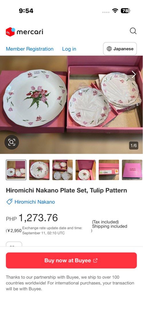 Hiromichi Nakano Plate Set, Tulip Pattern (Category: Dinnerware & Cutlery) located in Antipolo. Submitted by queens.collections (Listing ID 1461125527, Image 2). Description: 1 big plate 9.5” and 5 cake plate 6” Skukl731264C.